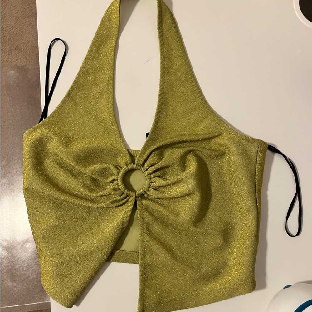 H&H Green glitter halter top